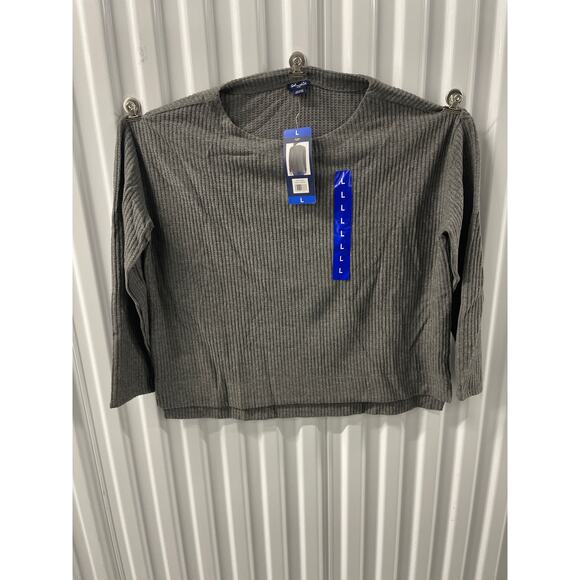 Splendid Women’s L/S Charcoal Ribbed Knit Sweater Size L - Picture 1 of 4